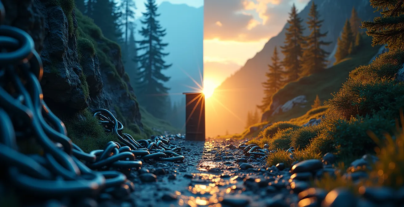 Symbolische Darstellung der Datensouveränität bei Gesundheitsinformationen in der Schweiz, die den Kontrast zwischen geschlossenen und offenen Systemen zeigt.