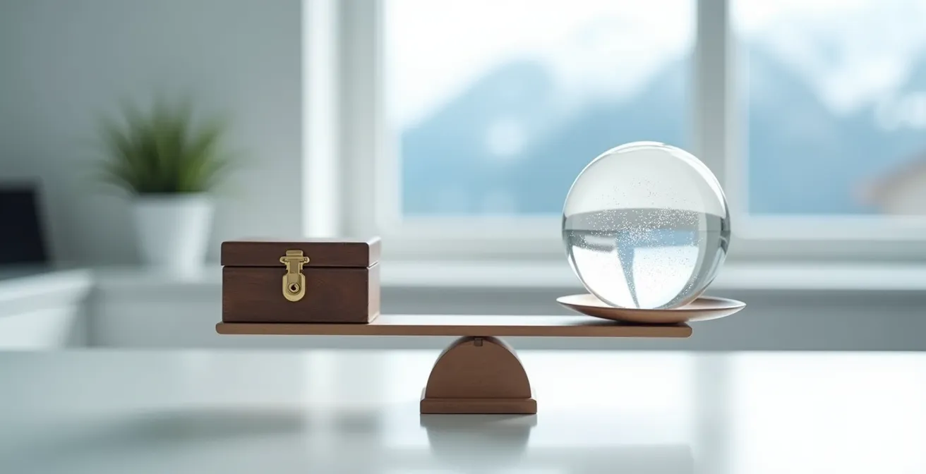 Waage symbolisiert Balance zwischen Datenschutz und Datennutzung im Gesundheitswesen