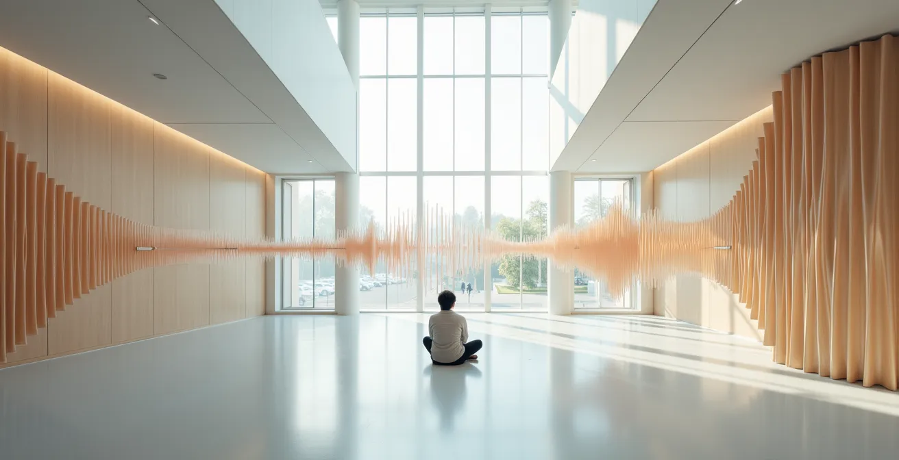 Abstrakte Darstellung des multimodalen Lernens, bei der verschiedene Sinneskanäle wie Sehen, Hören und Fühlen harmonisch vernetzt sind.