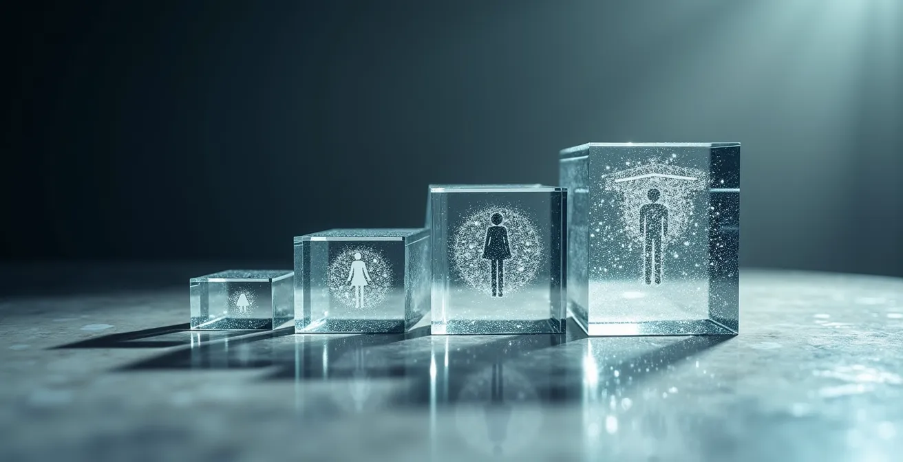 Abstrakte Visualisierung des STAR-Modells mit vier Bewertungsebenen für Technologieadoption in der Schweiz