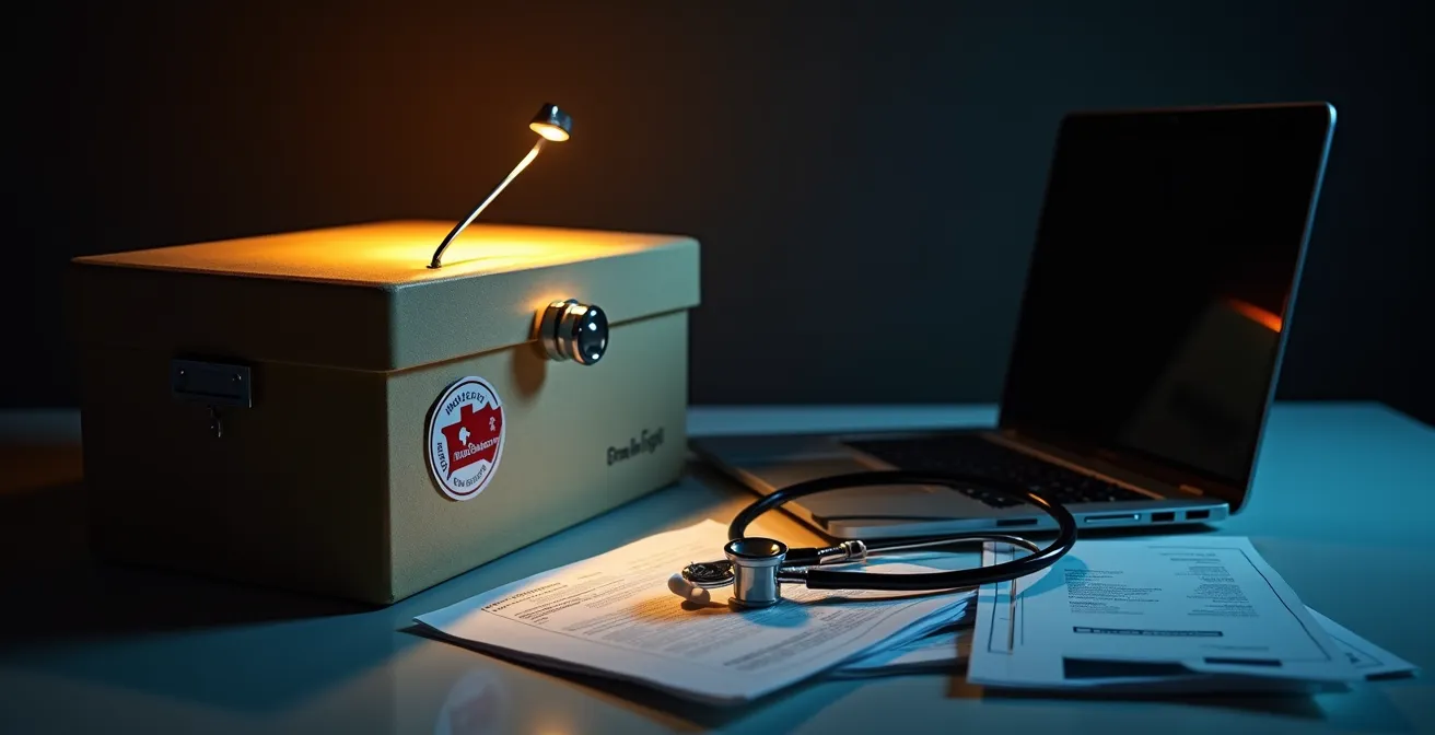 Symbolische Darstellung von Datenschutz und Sicherheit in der digitalen Medizin